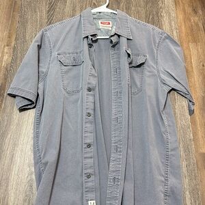 Wrangler Men's Casual Blue Button Down Shirt